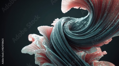 Modern abstract art with flowing lines in coral and teal, a mesmerizing symphony of color and form, perfect for adding elegance and sophistication to your creative projects