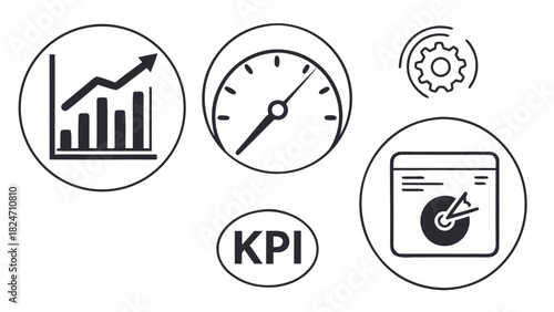 Key performance indicators and business analytics icons Keywords: KPI, key performance indicator
