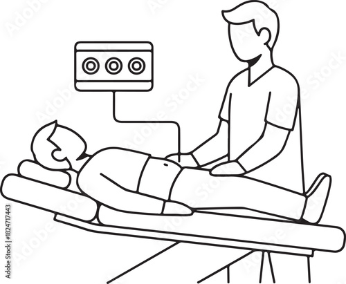 Medical professional performing ultrasound on a patient lying on a table
