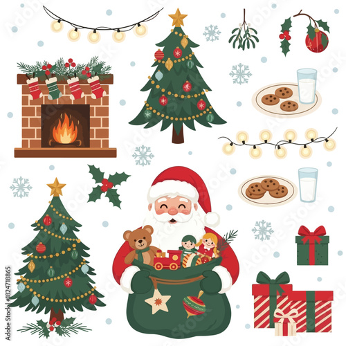 Set of christmas elements