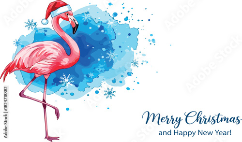 Festive Flamingo A Watercolor Christmas Card with Holiday Cheer