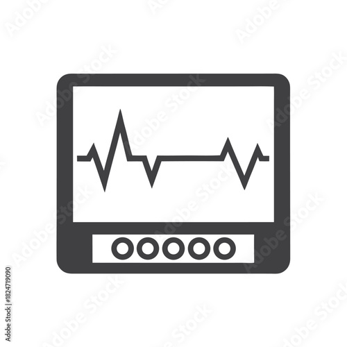 Hand drawn sketch shows ECG machine displaying heartbeat data for medical diagnosis