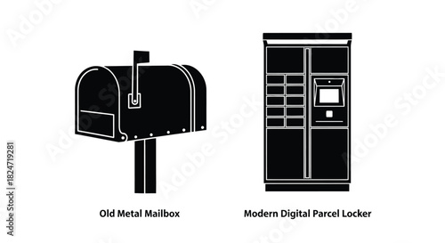 Contrasting mail delivery systems a traditional mailbox and a modern parcel locker