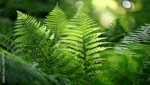 Wallpaper Mural intricate fern fronds varied textures soft light lush green background plant nature Torontodigital.ca