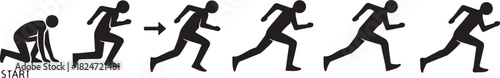 Runner's Progression: From Start to Full Stride in a Sequence of Silhouettes