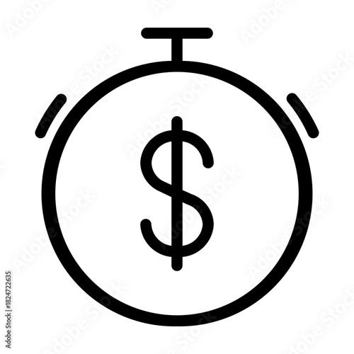 Time is money concept, investment timer icon