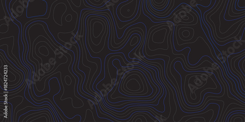 Dark abstract topographic contour pattern with smooth flowing lines and subtle blue accents. Modern minimalist background ideal for digital design, wallpapers, branding, and seamless graphic textures.