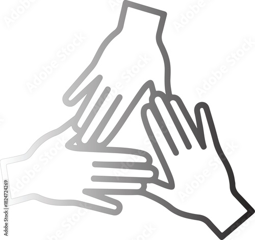 Three Hands Interlocking in a Symbol of Unity and Teamwork