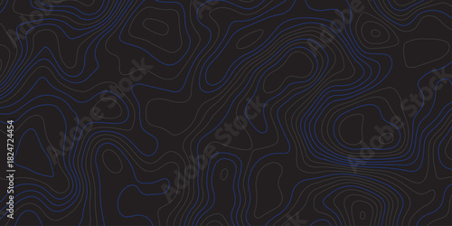 Dark abstract topographic contour pattern with smooth flowing lines and subtle blue accents. Modern minimalist background ideal for digital design, wallpapers, branding, and seamless graphic textures.