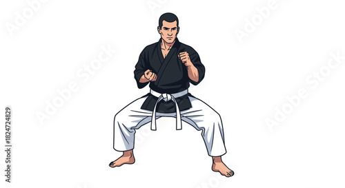 Karate stance illustration martial arts training self defense black belt and uniform for beginners guide