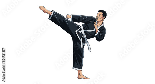 Martial arts kick fighter training karate taekwondo self defense combat sport practice technique