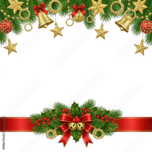 Wallpaper Mural Christmas holiday decorative border design isolated on transparent background Torontodigital.ca