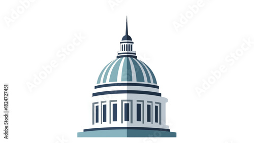 A flat vector illustration of a classical government building dome with a spire, isolated on a white background.