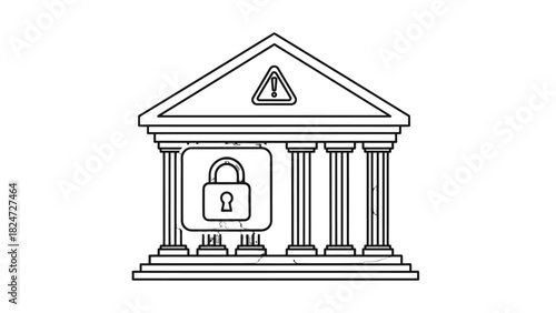 Illustration of a secure building with a lock symbol, representing safety.