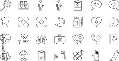Medical and Healthcare Icons: A Collection of Health-Related Symbols