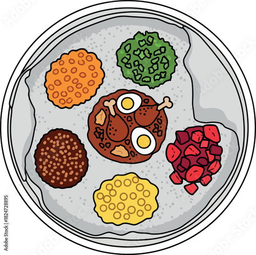 Delicious Filipino food platter with rice and various colorful dishes.