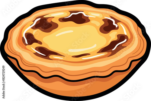 Delicious Portuguese Custard Tart Pastry with Caramelized Spots.