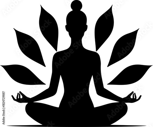 Meditation Lotus Pose Silhouette – Yoga Mindfulness Vector Art