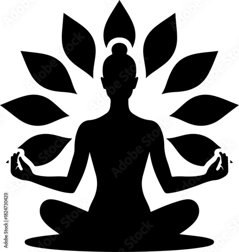 Meditation Lotus Pose Silhouette – Yoga Mindfulness Vector Art