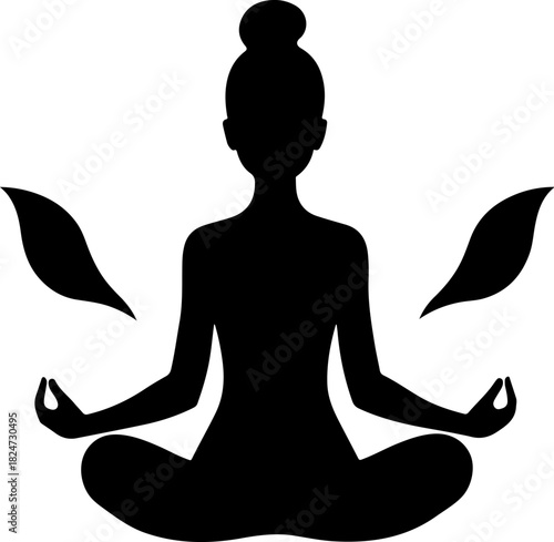 Meditation Lotus Pose Silhouette – Yoga Mindfulness Vector Art