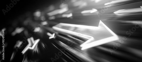 Digital glowing holographic arrows in speeding motion, Rapid Tech Advancement, Direction and Clarity, Competition, Leadership, Pursuit, AI race, System Upgrade Design Concept