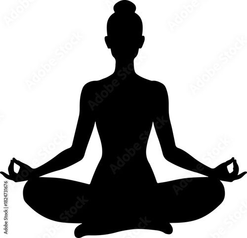 Meditation Lotus Pose Silhouette – Yoga Mindfulness Vector Art