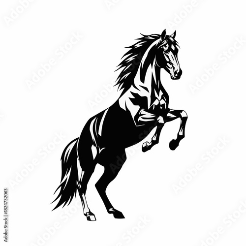 Majestic Rearing Horse Silhouette Dynamic Powerful Equine Illustration.