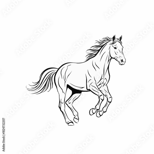 Elegant Horse Galloping with Flowing Mane and Tail.
