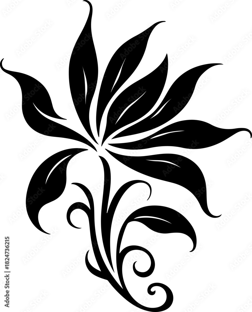 Obraz premium Elegant Floral Tattoo Design – Decorative Flower Line Art