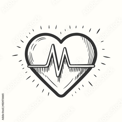 A smartwatch displays a heart with a heartbeat line inside of it clearly visible