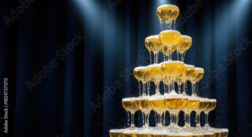 Sparkling Champagne Tower Celebration Luxury Event