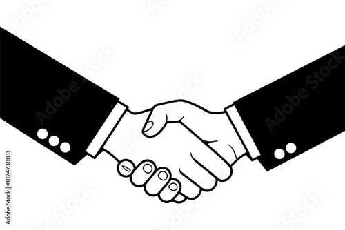 Two people in formal business attire shake hands in agreement, symbolizing partnership and trust.