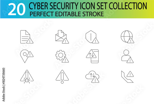 CYBER SECURITY LINE ICON SET COLLECTION