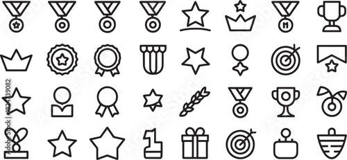 Assortment of icons for awards achievements and recognition symbols Keywords: icon, set, collection