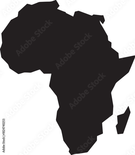 Black silhouette of the continent of Africa on a white background shape
