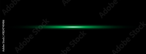 Neon green horizontal light beam with soft edges and glowing aura on transparent background. A sleek energy pulse perfect for sci-fi UIs, HUDs, or digital light transitions.