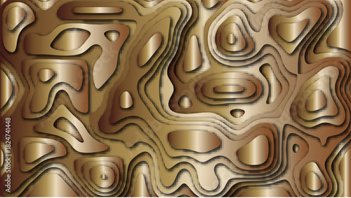 A topographical abstraction, executed in vibrant tones, creates the illusion of volumetric relief. The image represents a map of an unknown landscape or an organic structure.