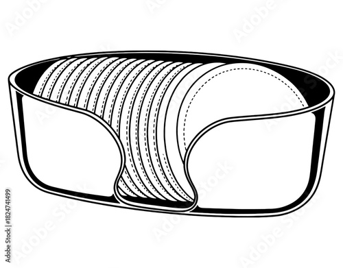 Reusable cotton makeup remover pads in storage box hand drawn vector illustration. Eco friendly cosmetic discs holder sketch isolated on white background.