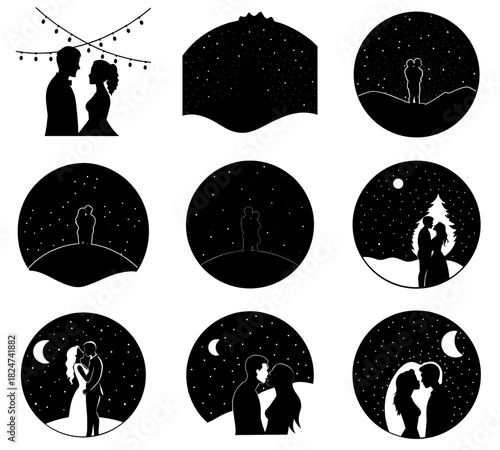 set of vector silhouettes of people