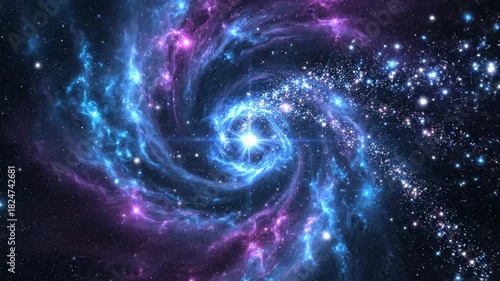 Cosmic spiral galaxy swirling energy and stars universe background