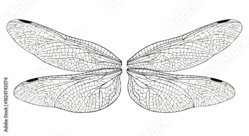 Detailed illustration of insect wings showcasing intricate vein patterns and textures.