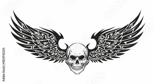 Skull with wings tattoo design, a symbol of freedom and death.