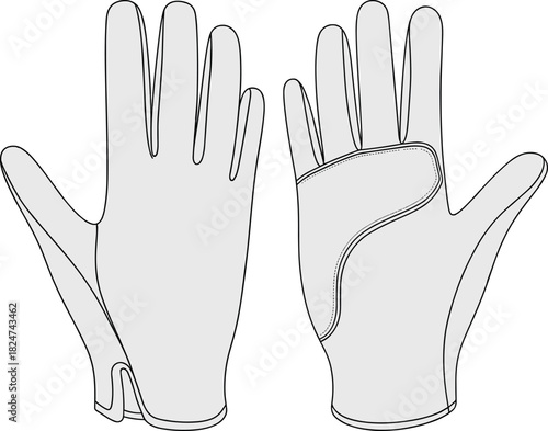 Gloves, vector, illustration, sketch, outline, fashion, gear, durable, ergonomic, structured, silhouette, layout, design, padding, protection, accessory, palm, wrist