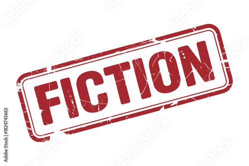 A red rubber stamp with the word FICTION imprinted on it is shown diagonally.