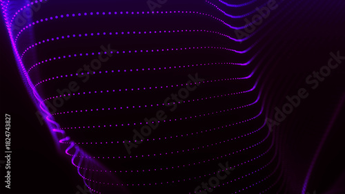 Abstract vector background with a dynamic light wave. Multiple bright dots form smooth waves. The light emanate creates a sense of depth and elegance. Futuristic 3D dot wave.