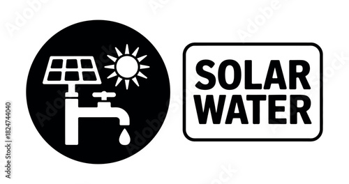 A solar panel and sun icon next to text that reads "SOLAR WATER".