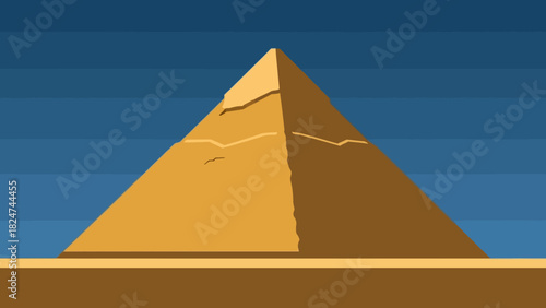 A detailed illustration of an ancient Egyptian pyramid under a clear blue sky.