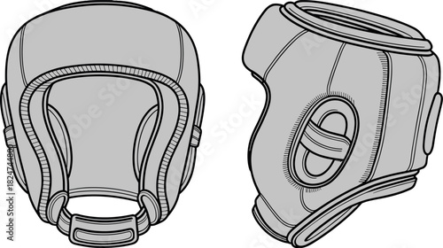 Headgear, vector, illustration, sketch, outline, sports, gear, combat, durable, ergonomic, structured, silhouette, layout, equipment, design, padding, protection, accessory, martial, boxing, wrestling
