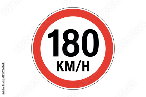 A circular traffic sign displays a speed limit of 180 km/h.