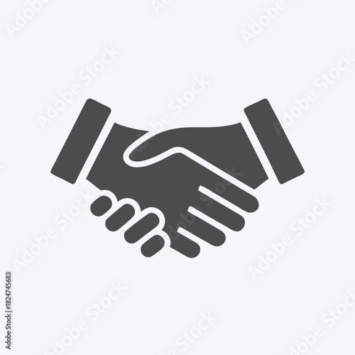 A handshake icon shows agreement between two people, symbolizing a partnership in black color